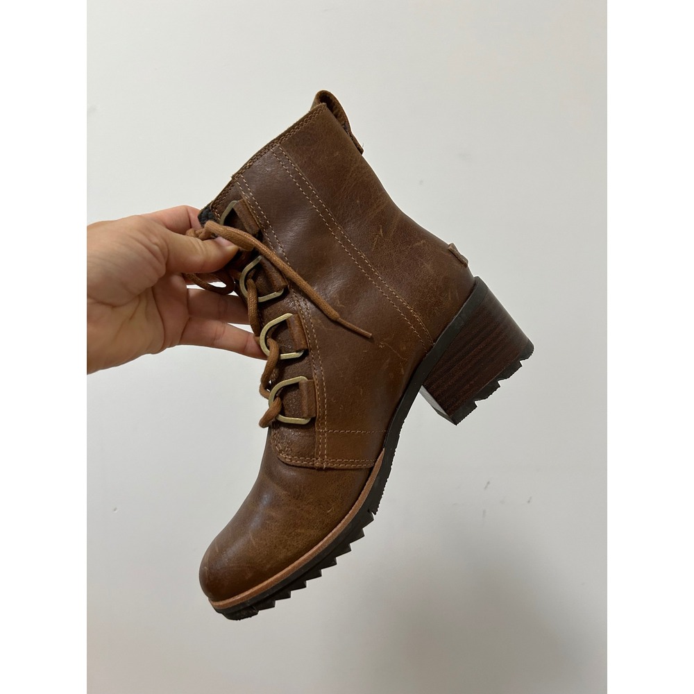 Sorel Cate Lace Boot Women 6.5 Brown Waterproof Leather Gorpcore Ankle Boots - Picture 4 of 10